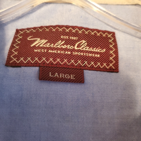 VTG Marlboro classics Blue White Yellow Button Down Shirt L - Picture 7 of 12